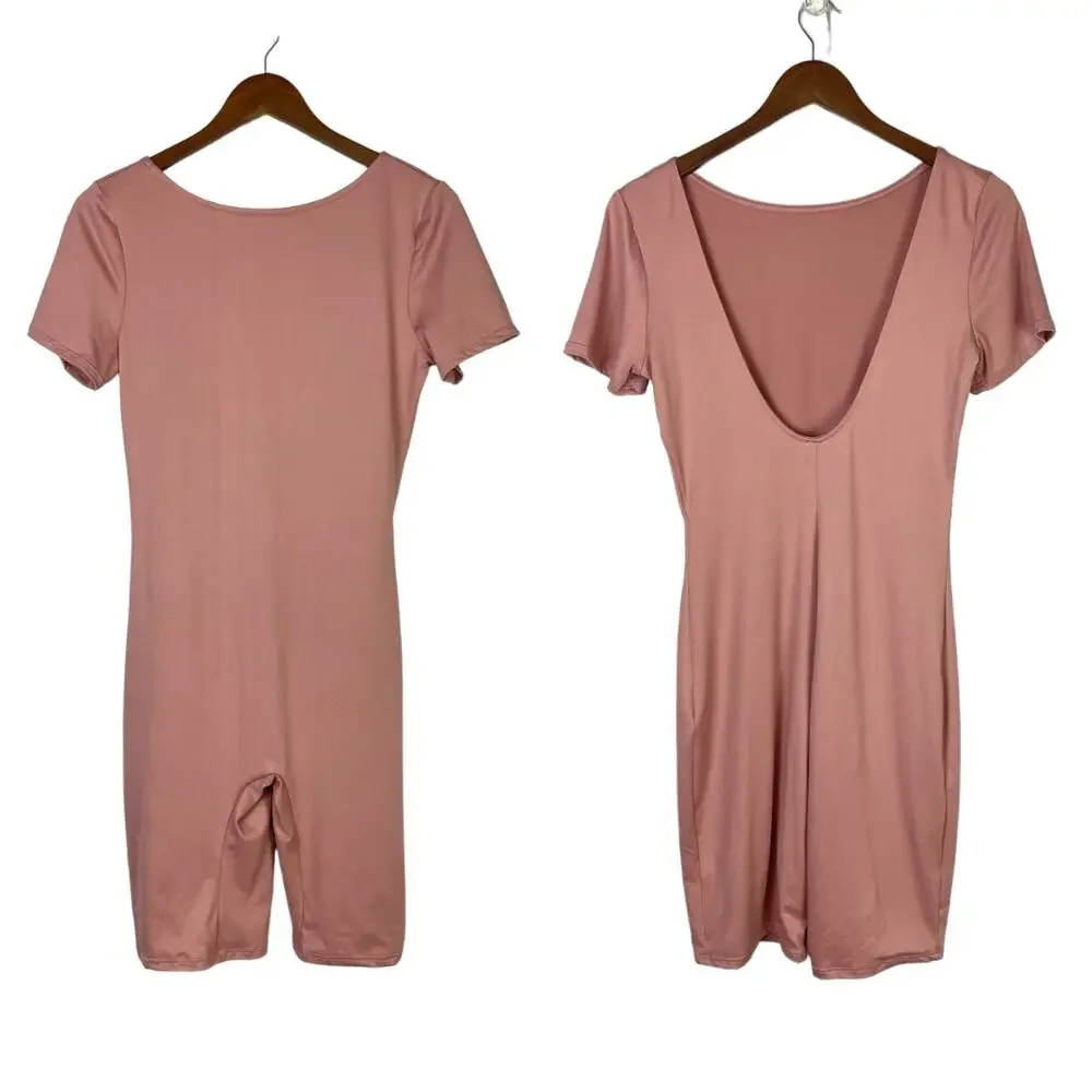 Free People | NWT Blush Pink Mauve Bike Short Scoop Back Bodysuit Romper